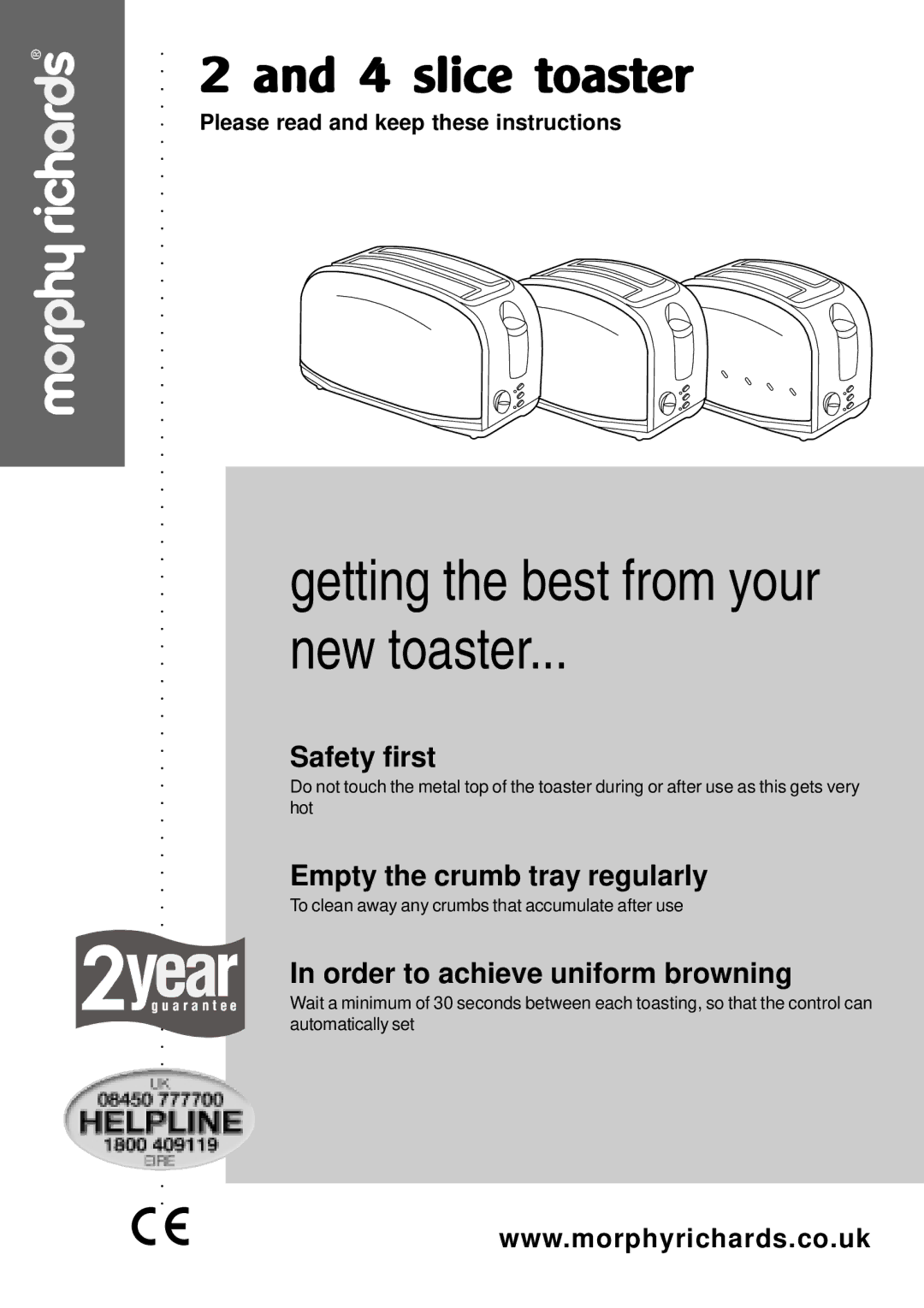 Morphy Richards Toaster manual New toaster 