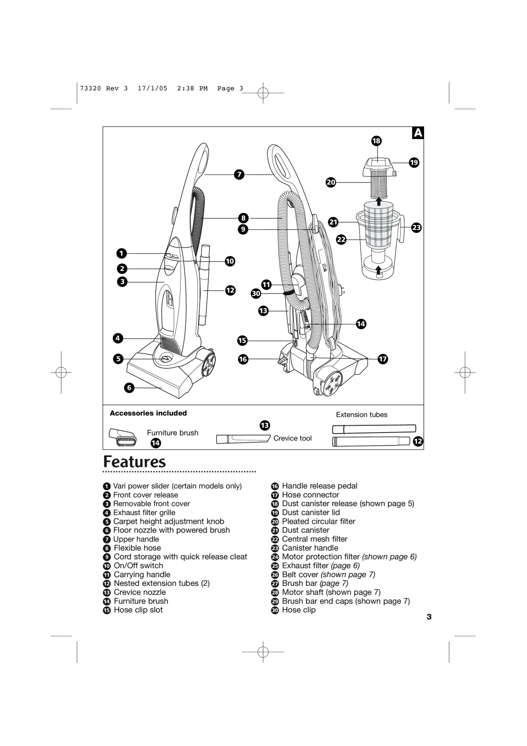 Morphy Richards Upright Bagless Vacuum Cleaner manual Features 