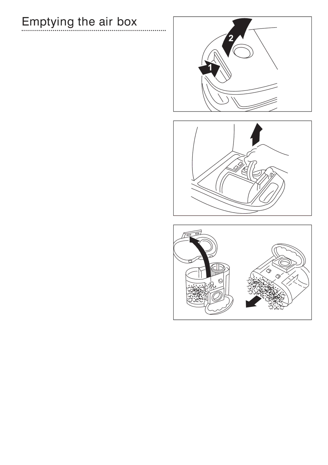 Morphy Richards Vacuum Cleaner manual Emptying the air box 