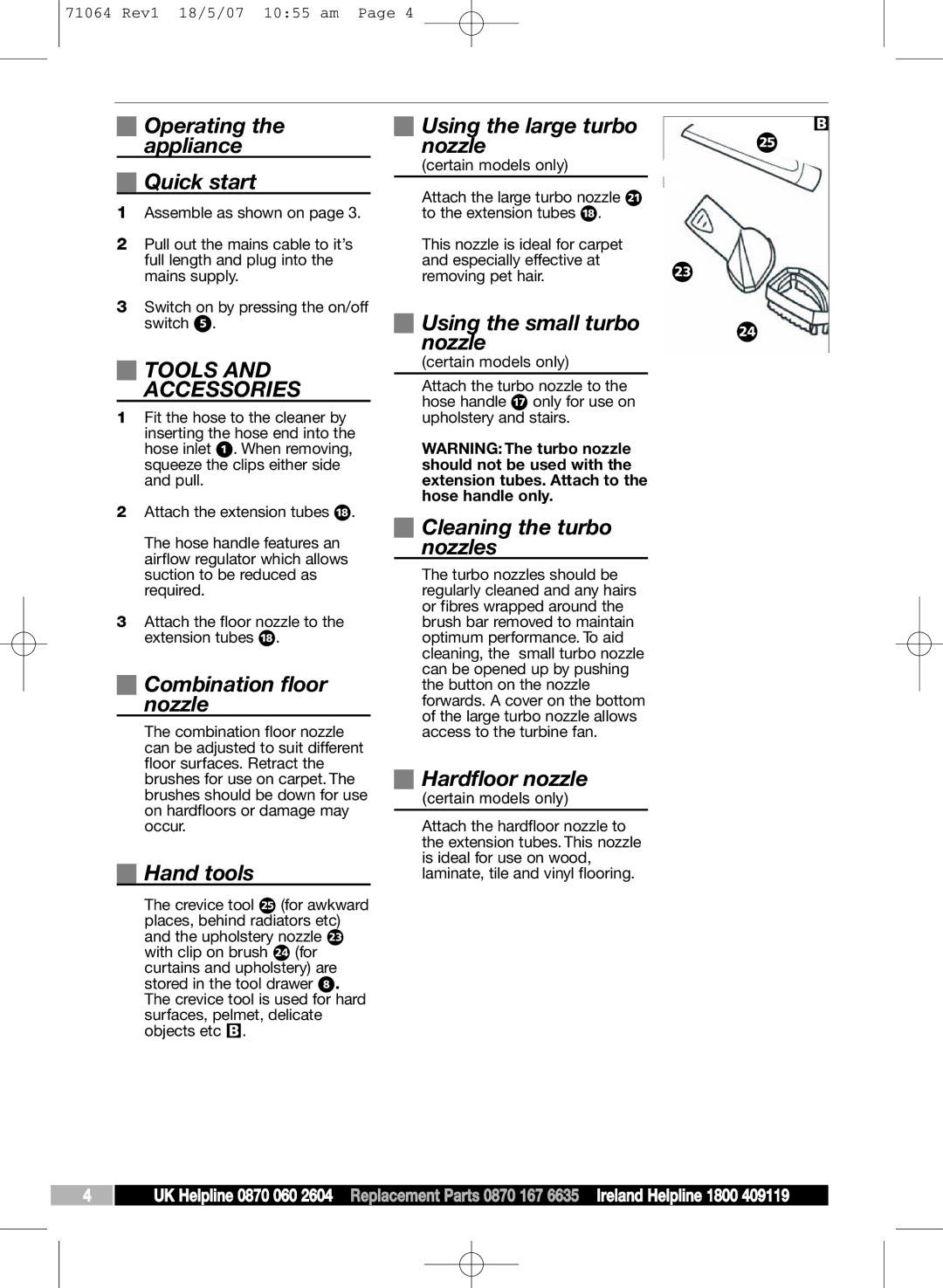 Morphy Richards VC71064 MUK manual Tools Accessories 