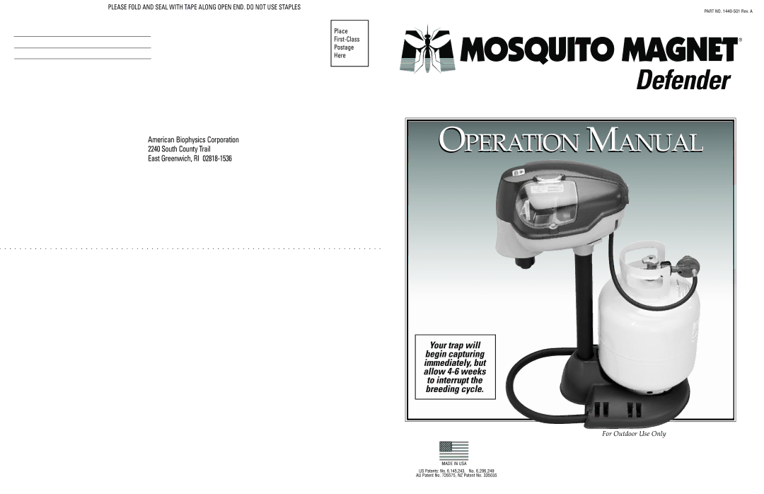 Mosquito Magnet Defender manual Mosquito Magnet 