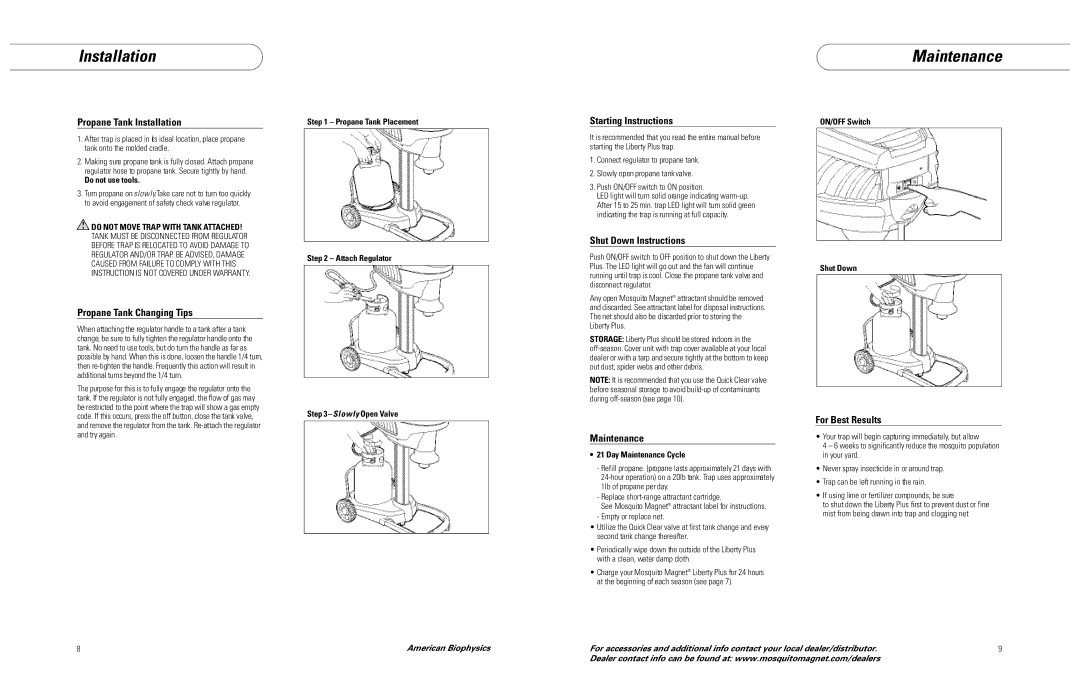 Mosquito Magnet LIBERTY PLUS manual Maintenance 