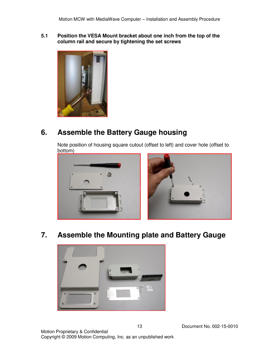 Motion Computing 002-15-0010 manual Document No 