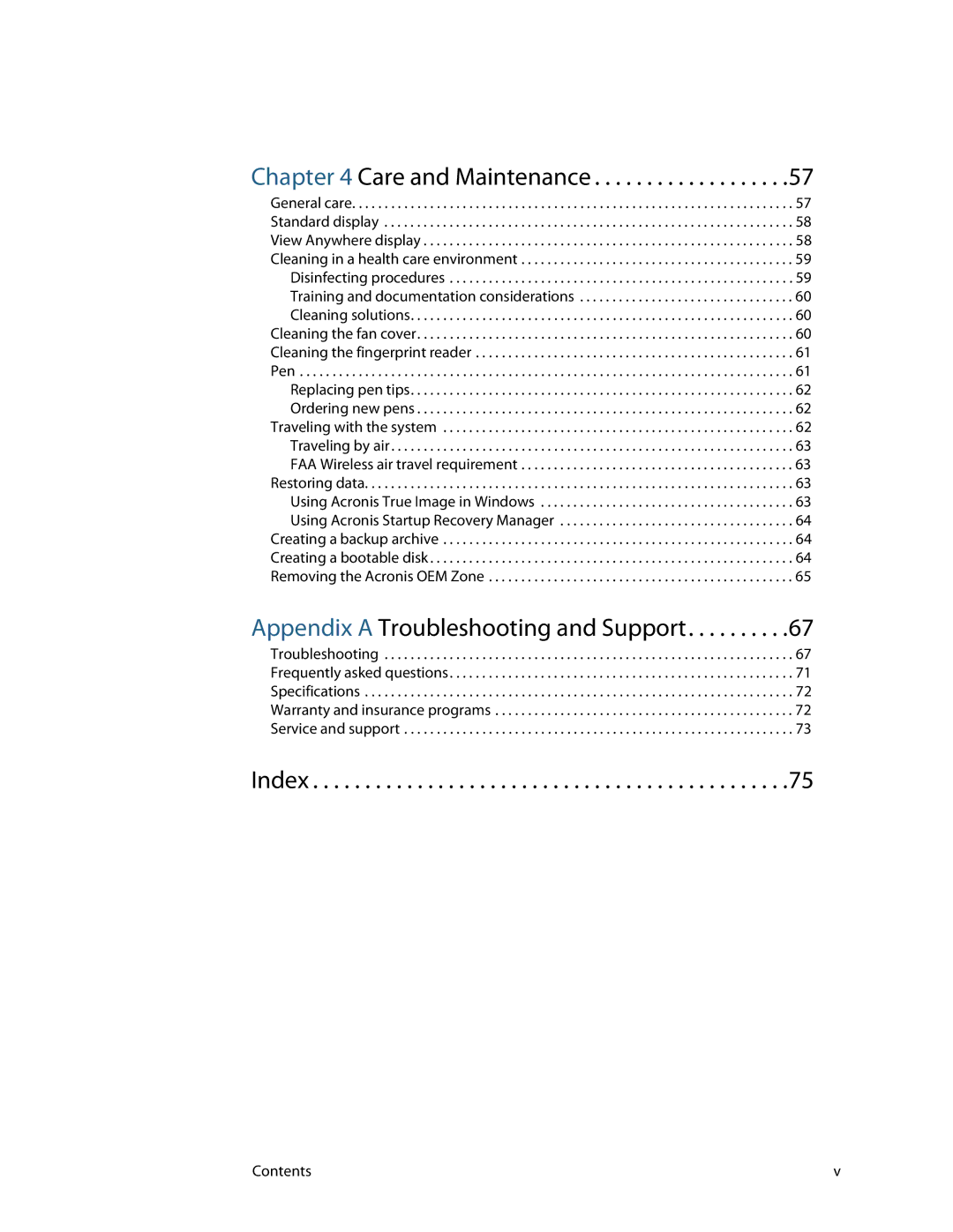 Motion Computing GU3K2722, C5, F5 manual Care and Maintenance 