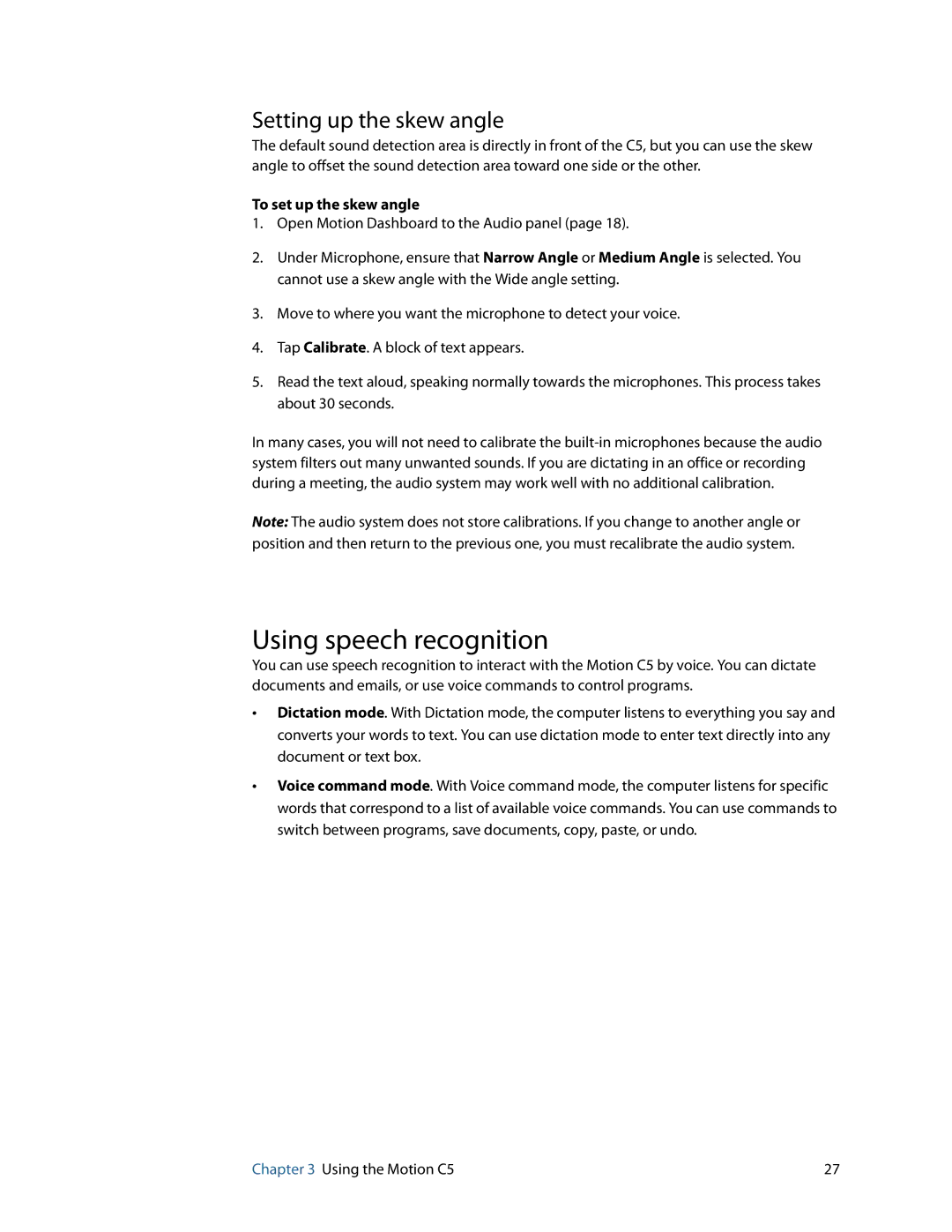 Motion Computing C5 manual Using speech recognition, Setting up the skew angle, To set up the skew angle 