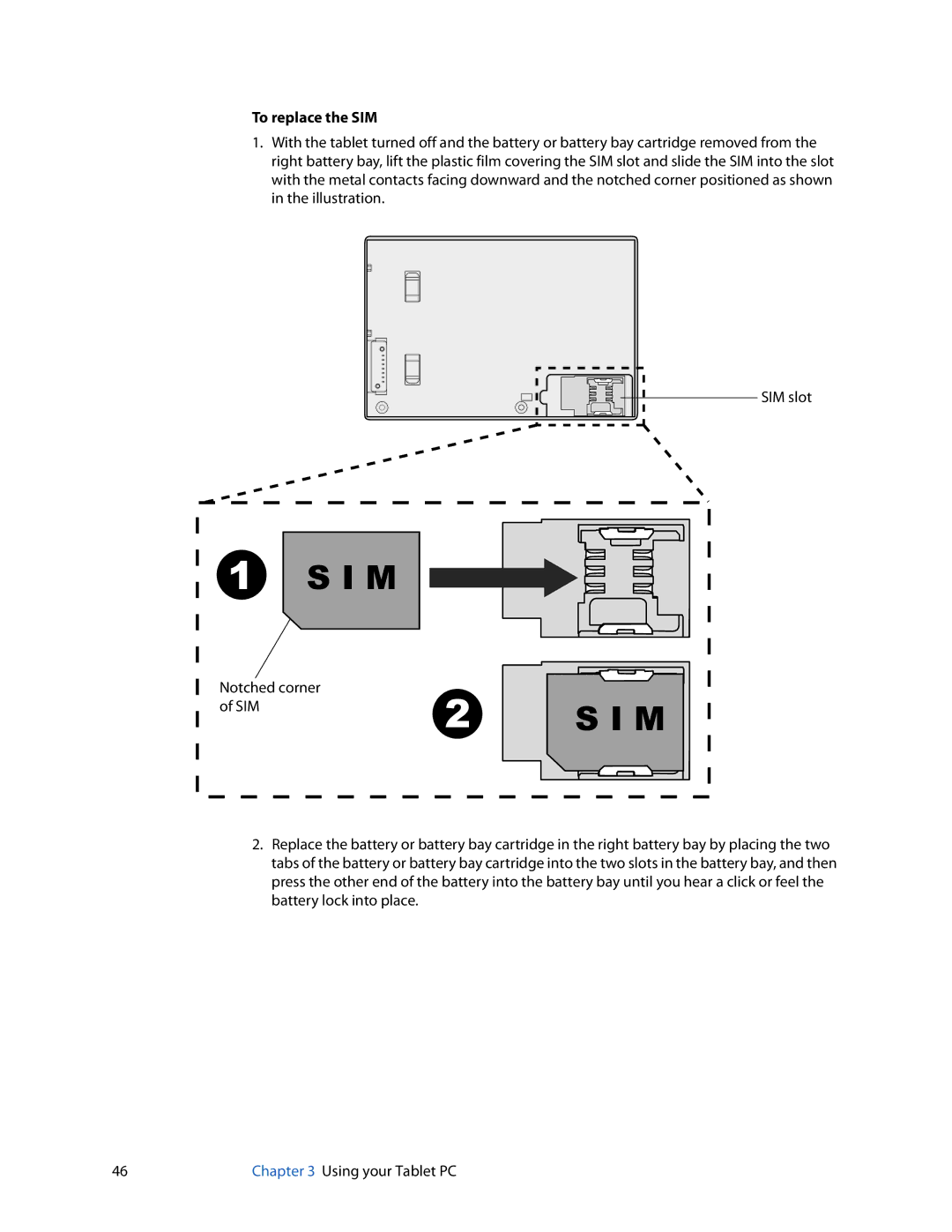 Motion Computing J3400, HC334227332 manual I M, To replace the SIM 