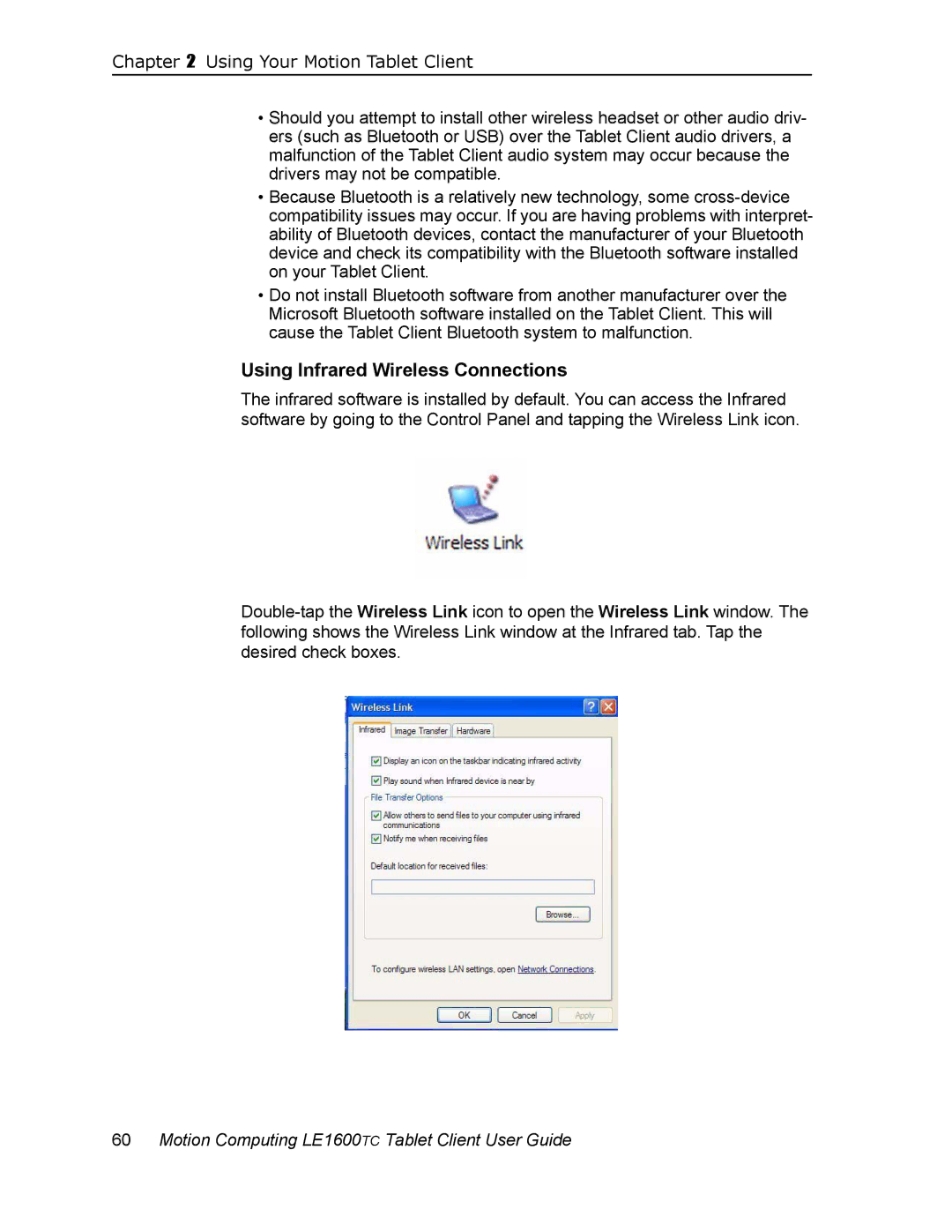 Motion Computing LE1600TC, AB52242 manual Using Infrared Wireless Connections 