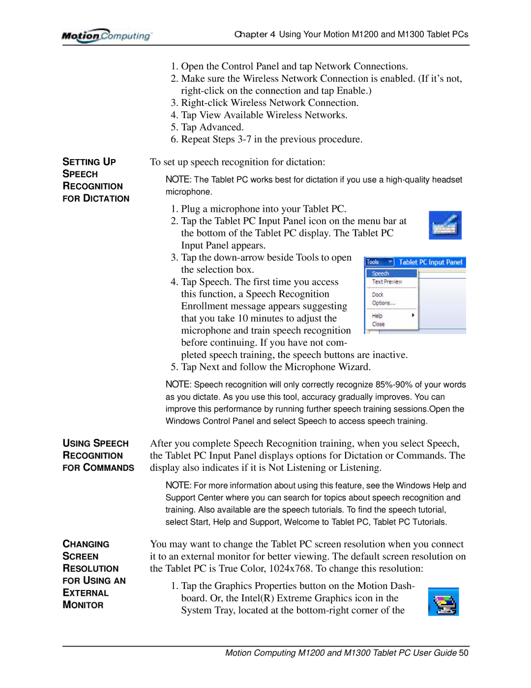 Motion Computing manual Motion Computing M1200 and M1300 Tablet PC User Guide 