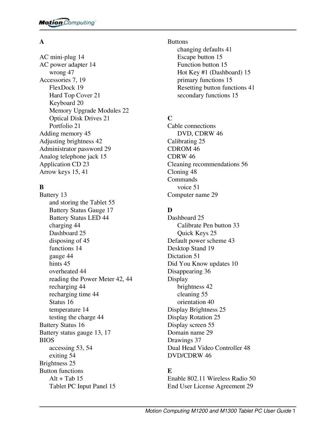 Motion Computing M1300, M1200 manual Bios 