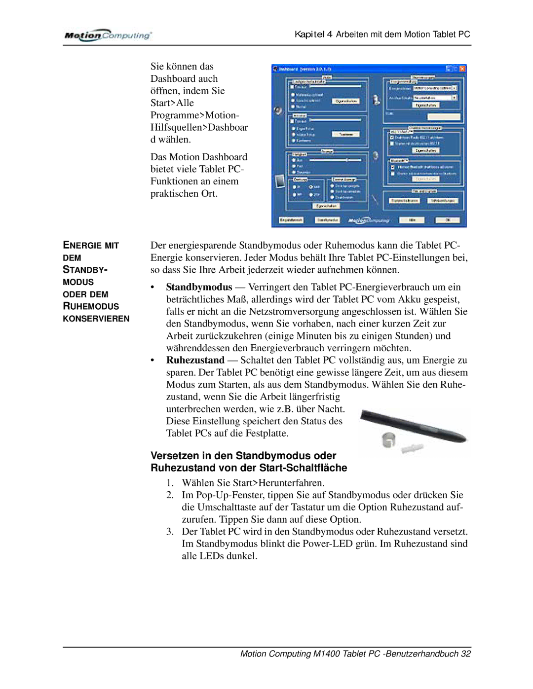 Motion Computing manual Motion Computing M1400 Tablet PC -Benutzerhandbuch 