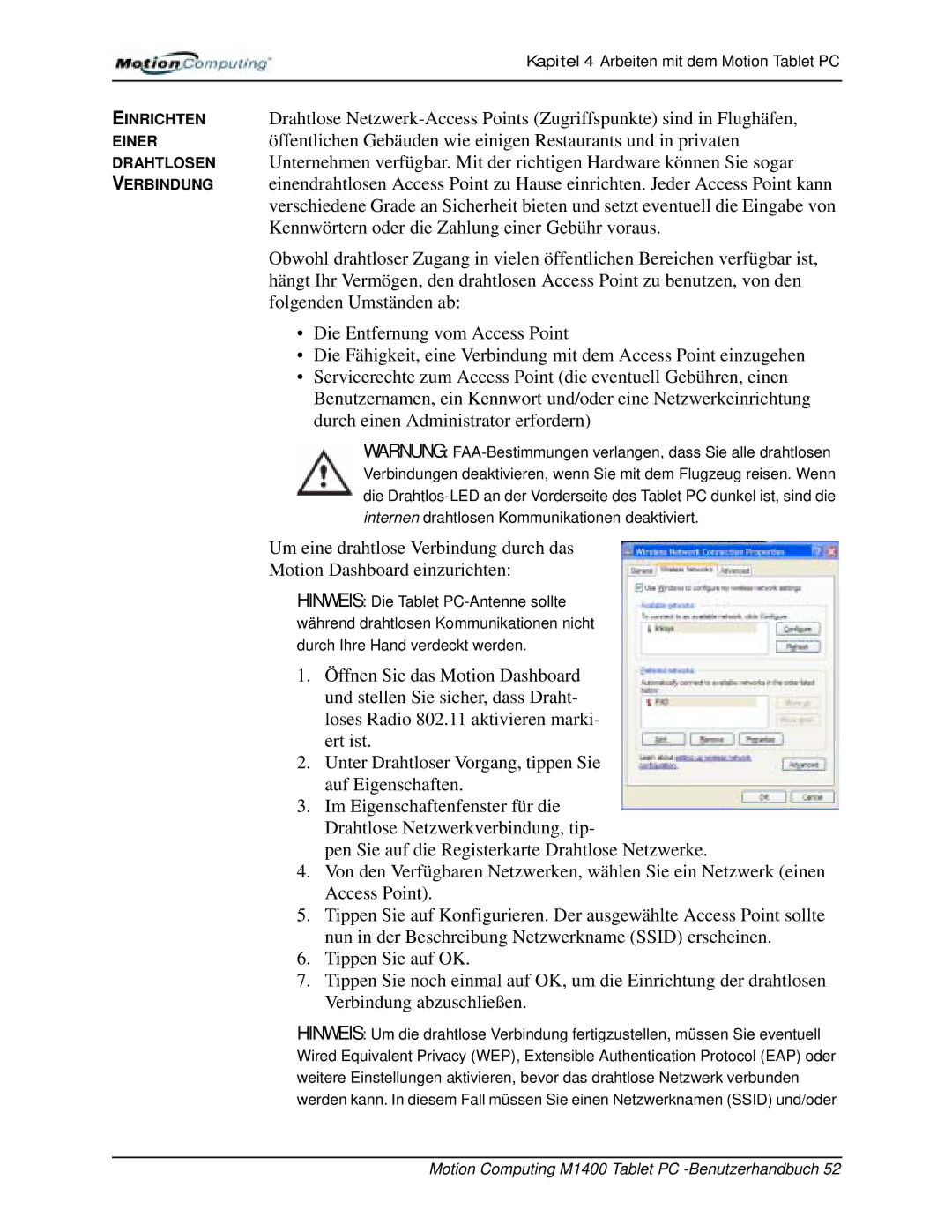 Motion Computing M1400 manual Kennwörtern oder die Zahlung einer Gebühr voraus 