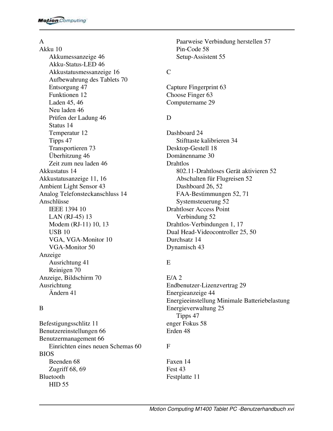 Motion Computing M1400 manual Bios 