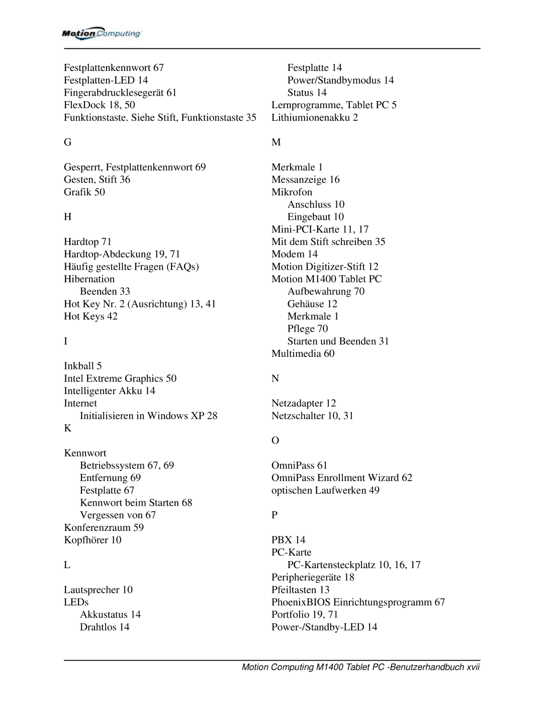 Motion Computing manual Motion Computing M1400 Tablet PC -Benutzerhandbuch 