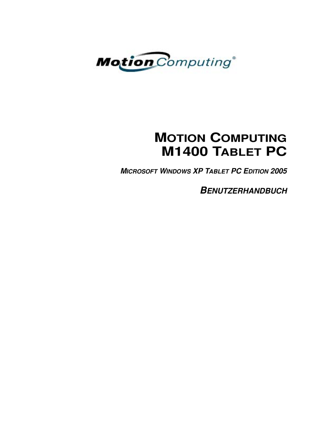 Motion Computing manual M1400 Tablet PC 