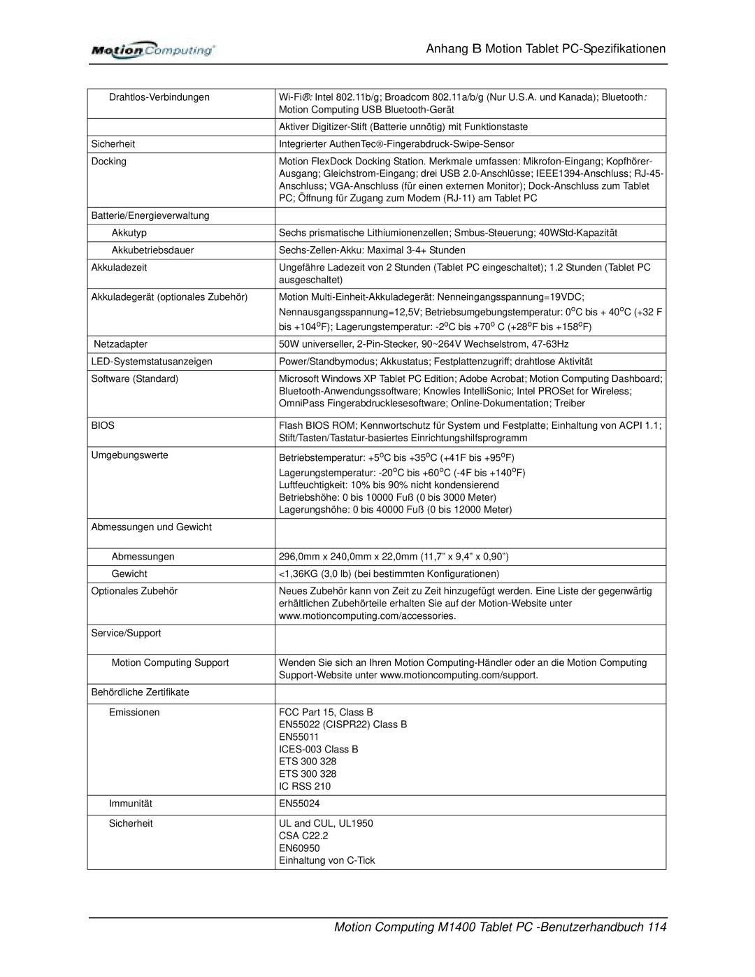 Motion Computing M1400 manual Bios 