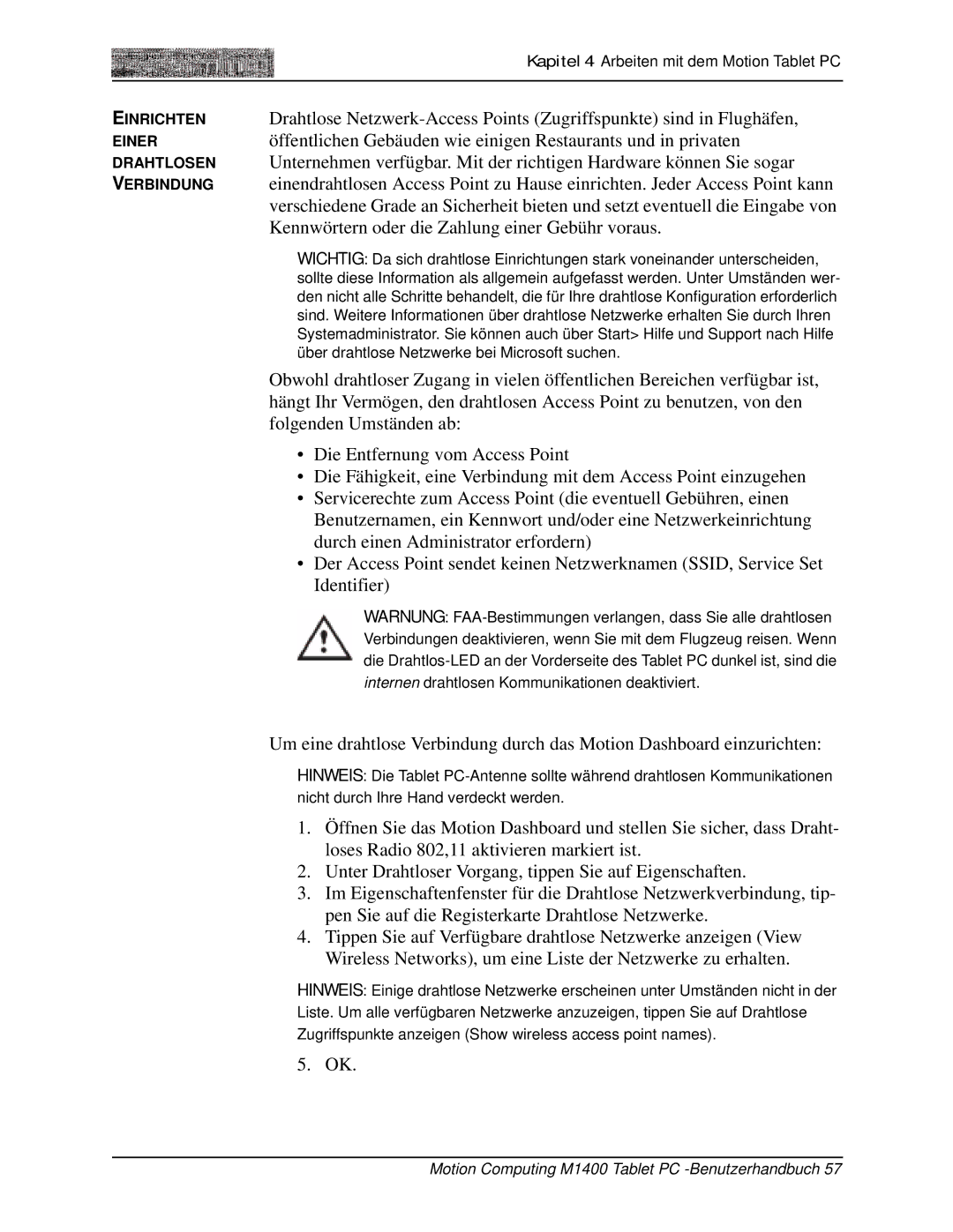 Motion Computing M1400 manual Über drahtlose Netzwerke bei Microsoft suchen 