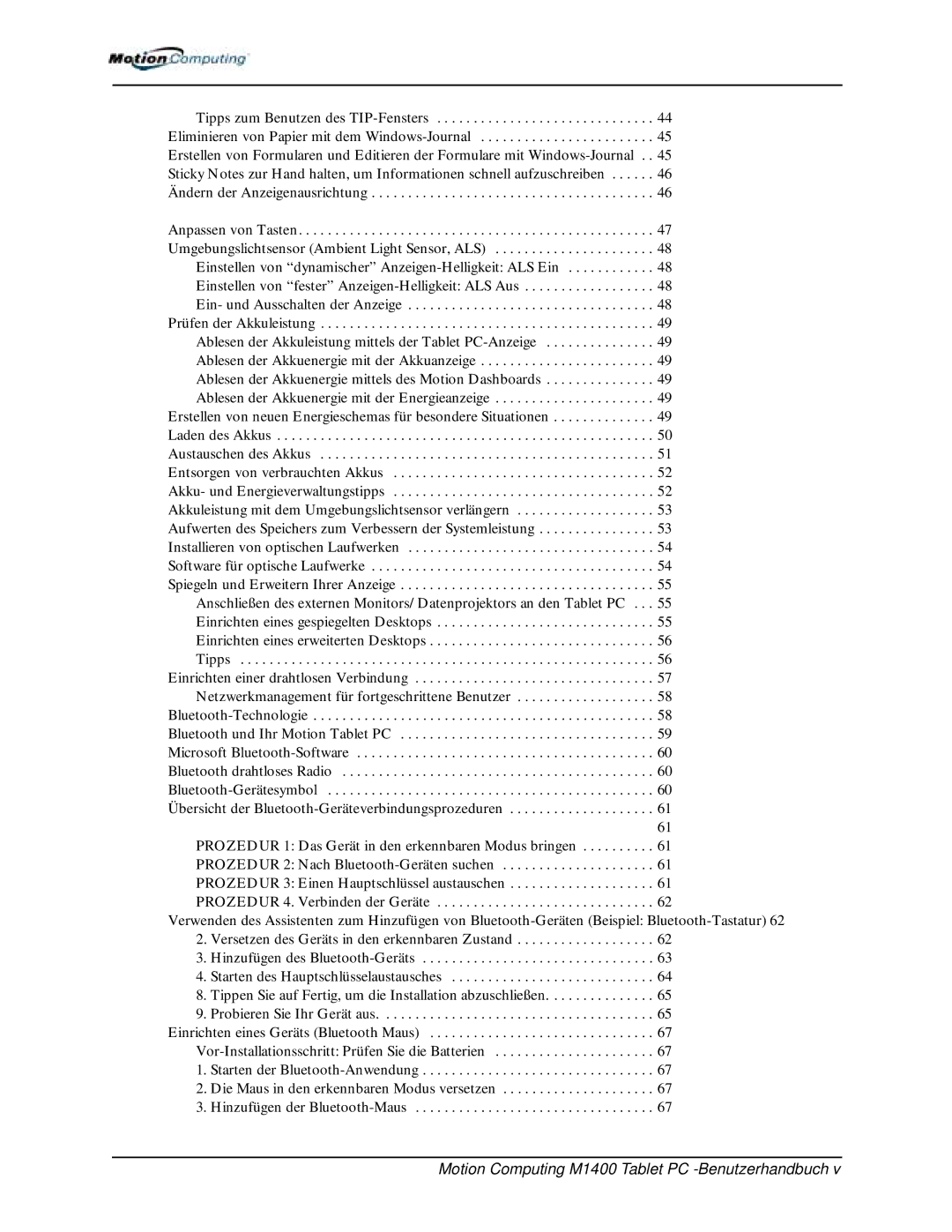 Motion Computing manual Motion Computing M1400 Tablet PC -Benutzerhandbuch 