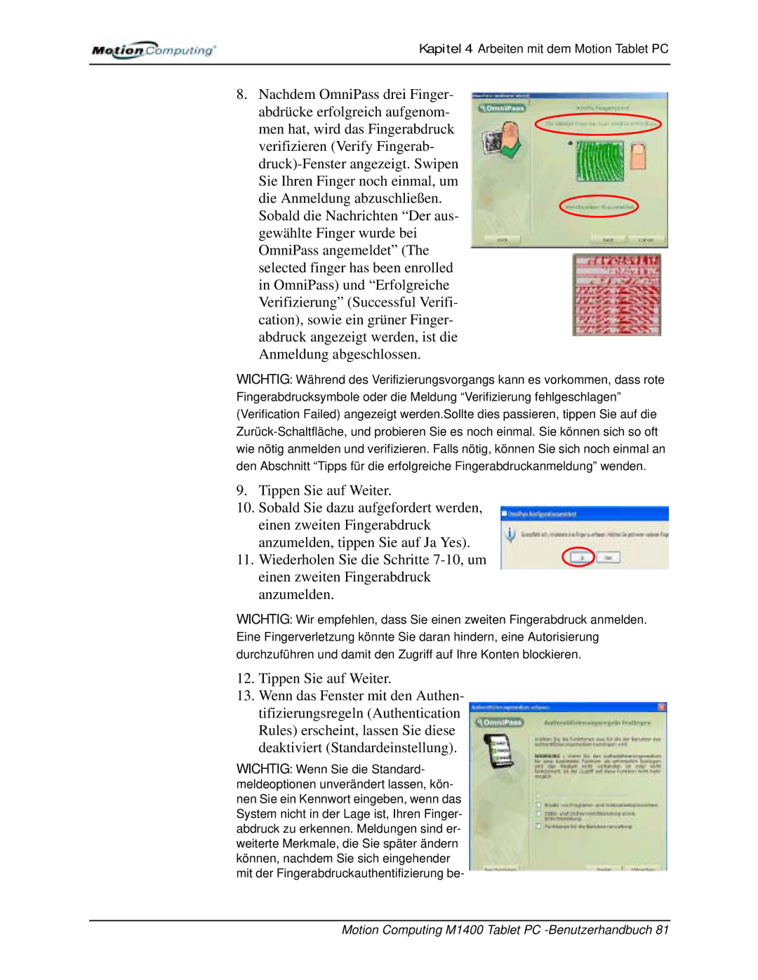 Motion Computing manual Motion Computing M1400 Tablet PC -Benutzerhandbuch 