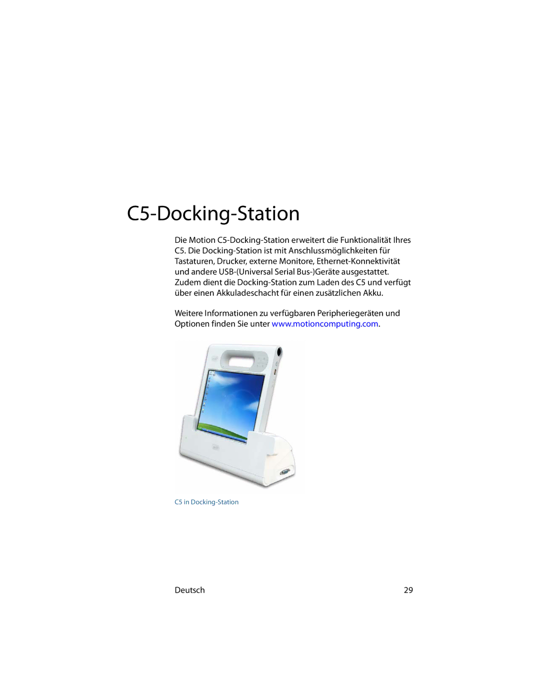 Motion Computing MotionTM C5 manual C5-Docking-Station 