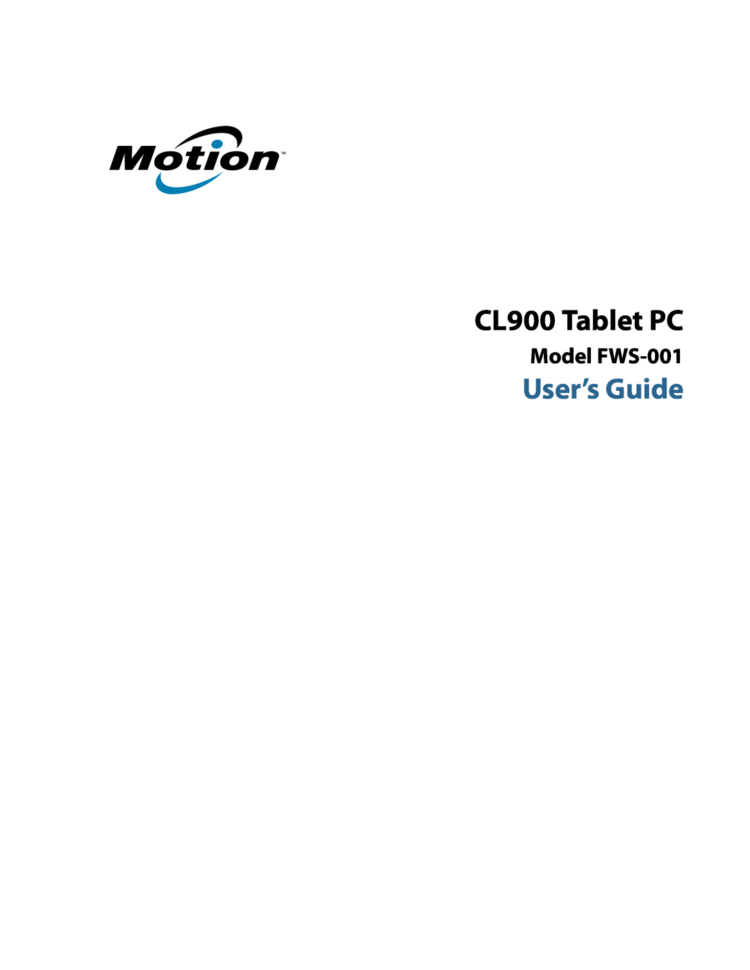 Motion warranty CL900 Tablet PC, Model FWS-001, Important Product Information 