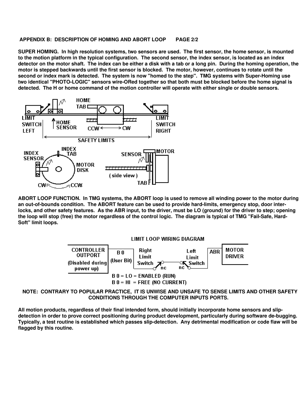 Motion MMI-8S installation manual Appendix B Description of Homing and Abort Loop page 2/2 