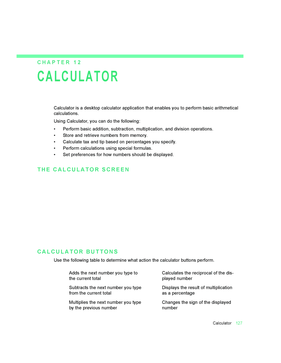 Motorola 009 manual Calculator, A P T E R 1 