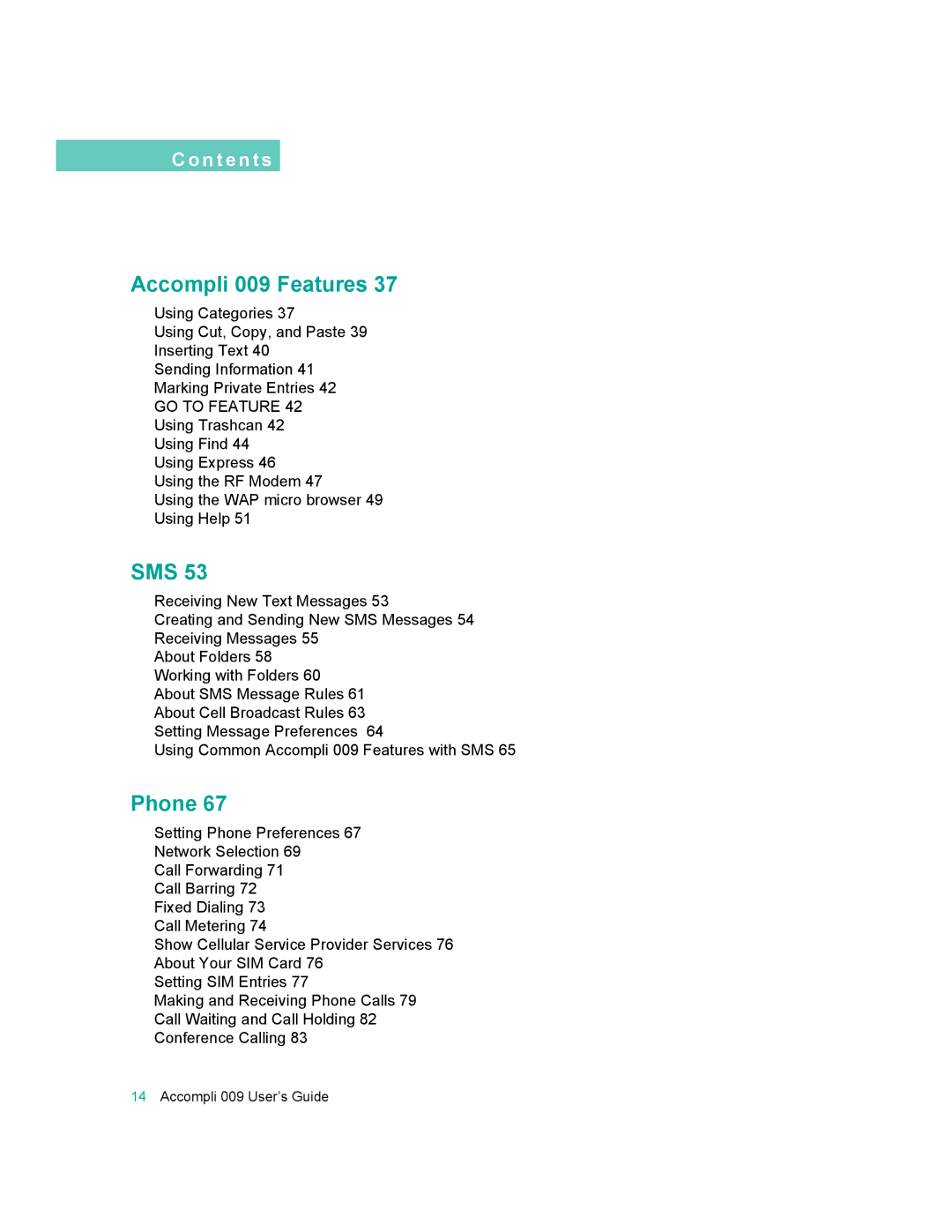 Motorola manual Accompli 009 Features 