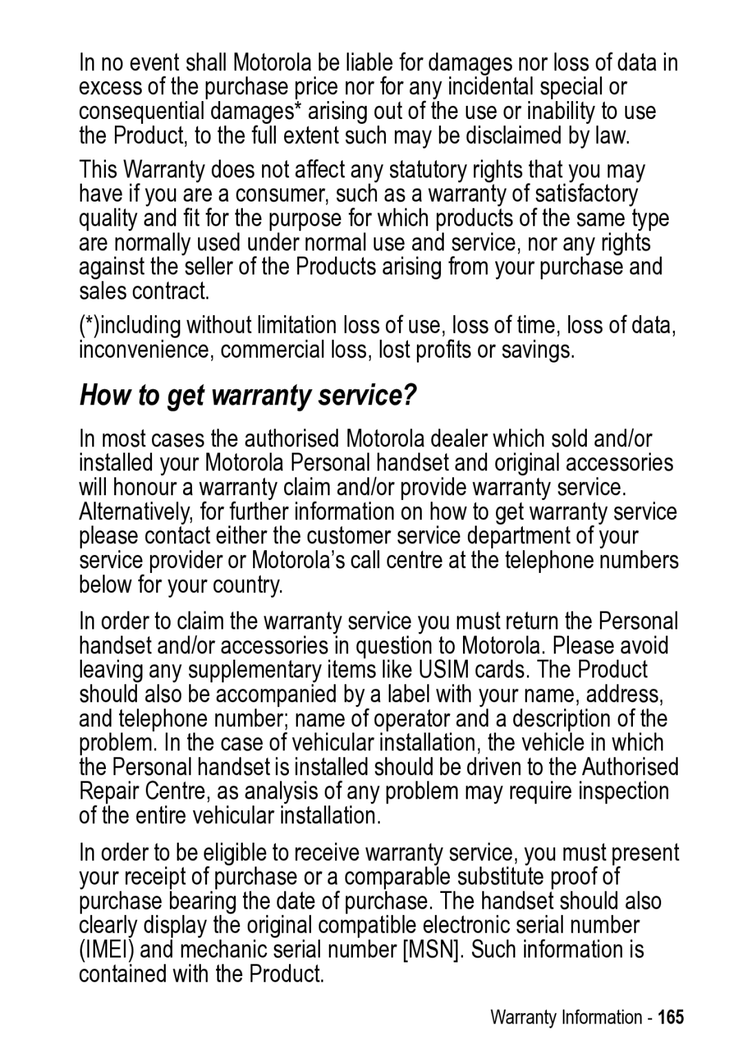 Motorola 031431a manual How to get warranty service? 