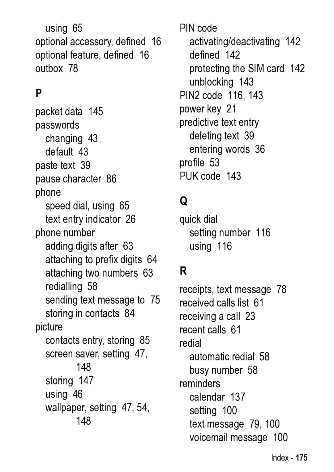 Motorola 031431a manual Index 