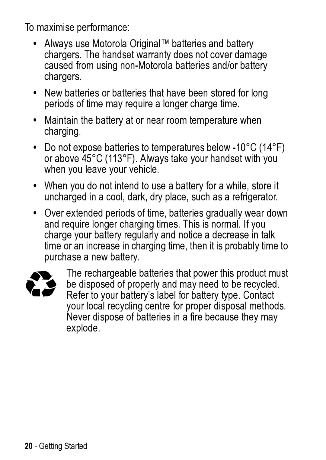 Motorola 031431a manual Getting Started 