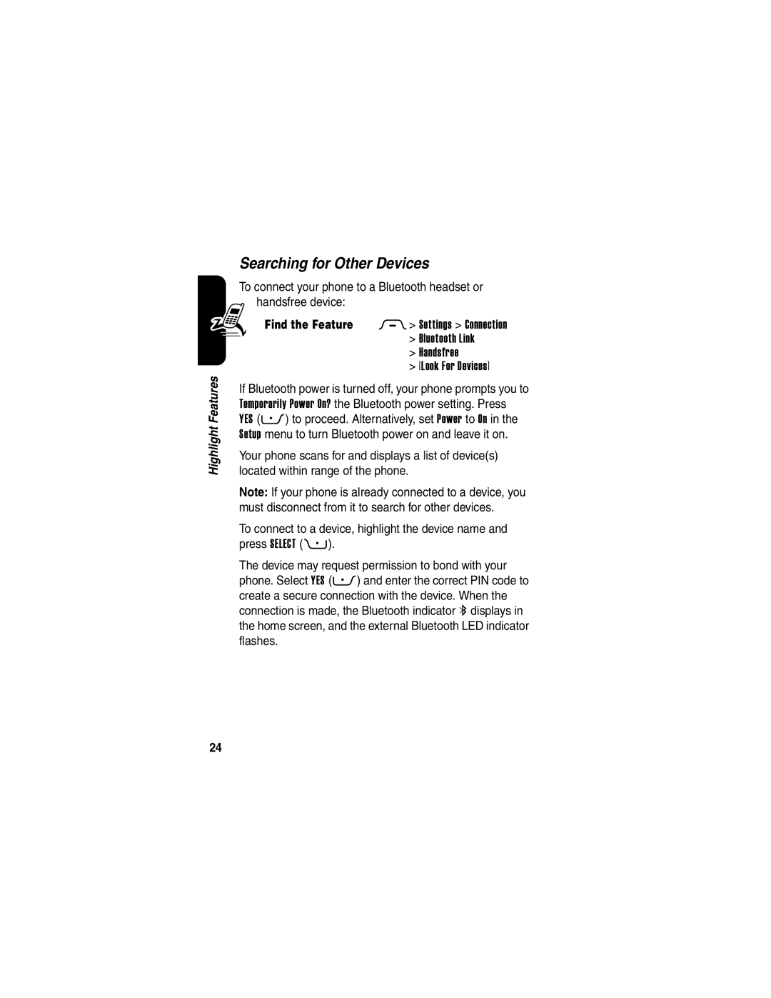 Motorola 040128o manual Searching for Other Devices 