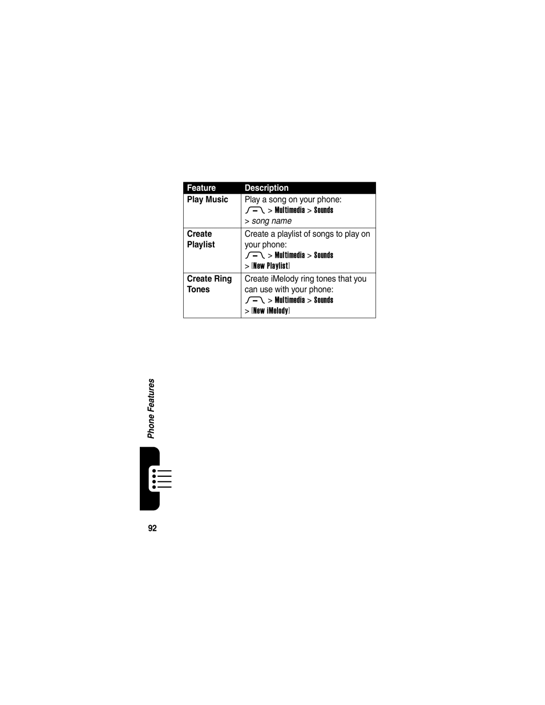 Motorola 040128o manual Play Music, Playlist, Create Ring 