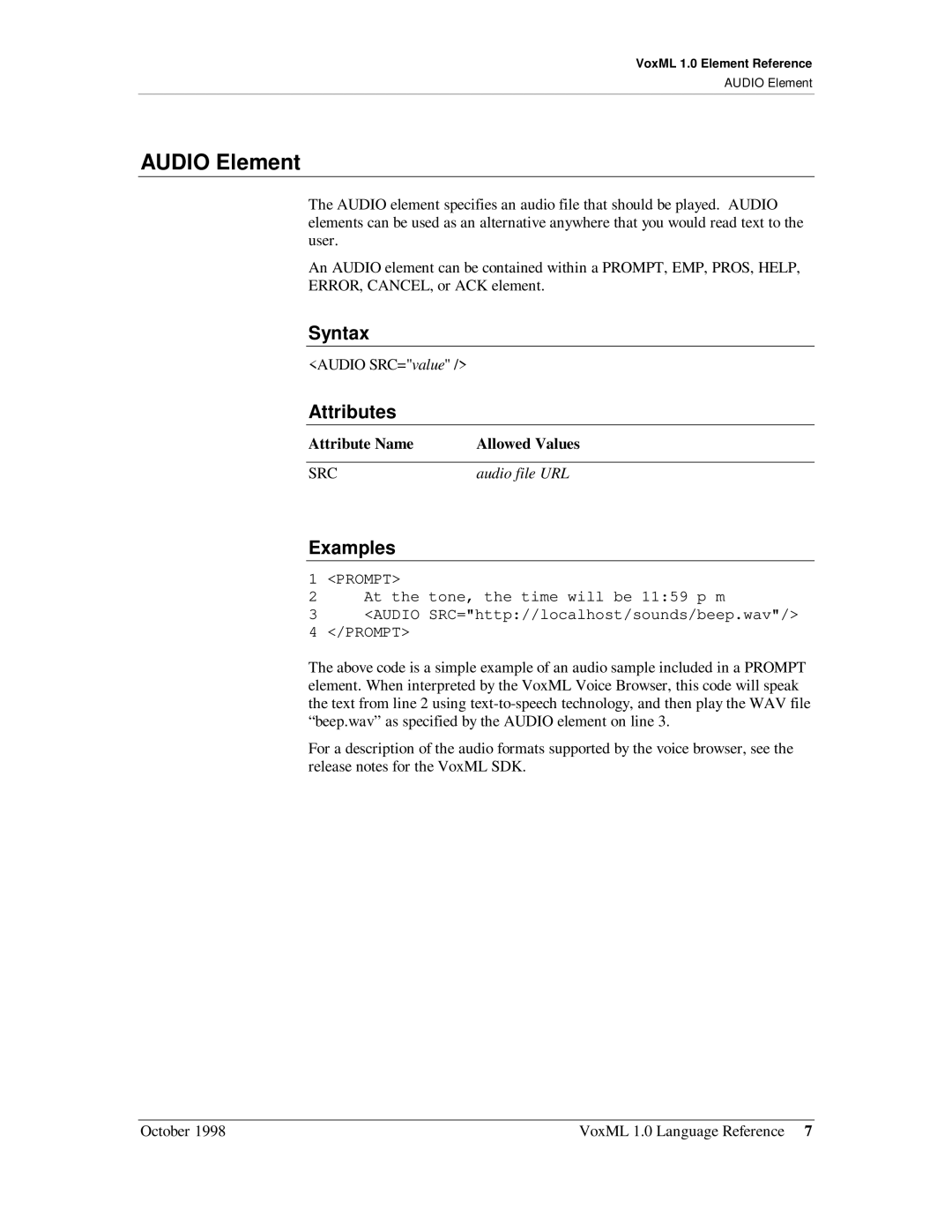 Motorola 1 manual Audio Element 