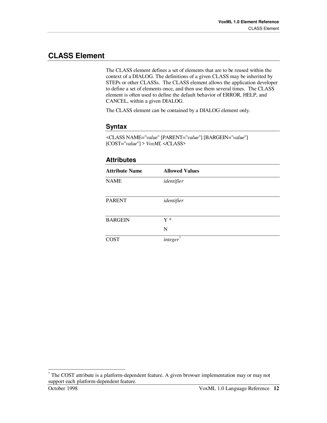 Motorola 1 manual Class Element, Integer 