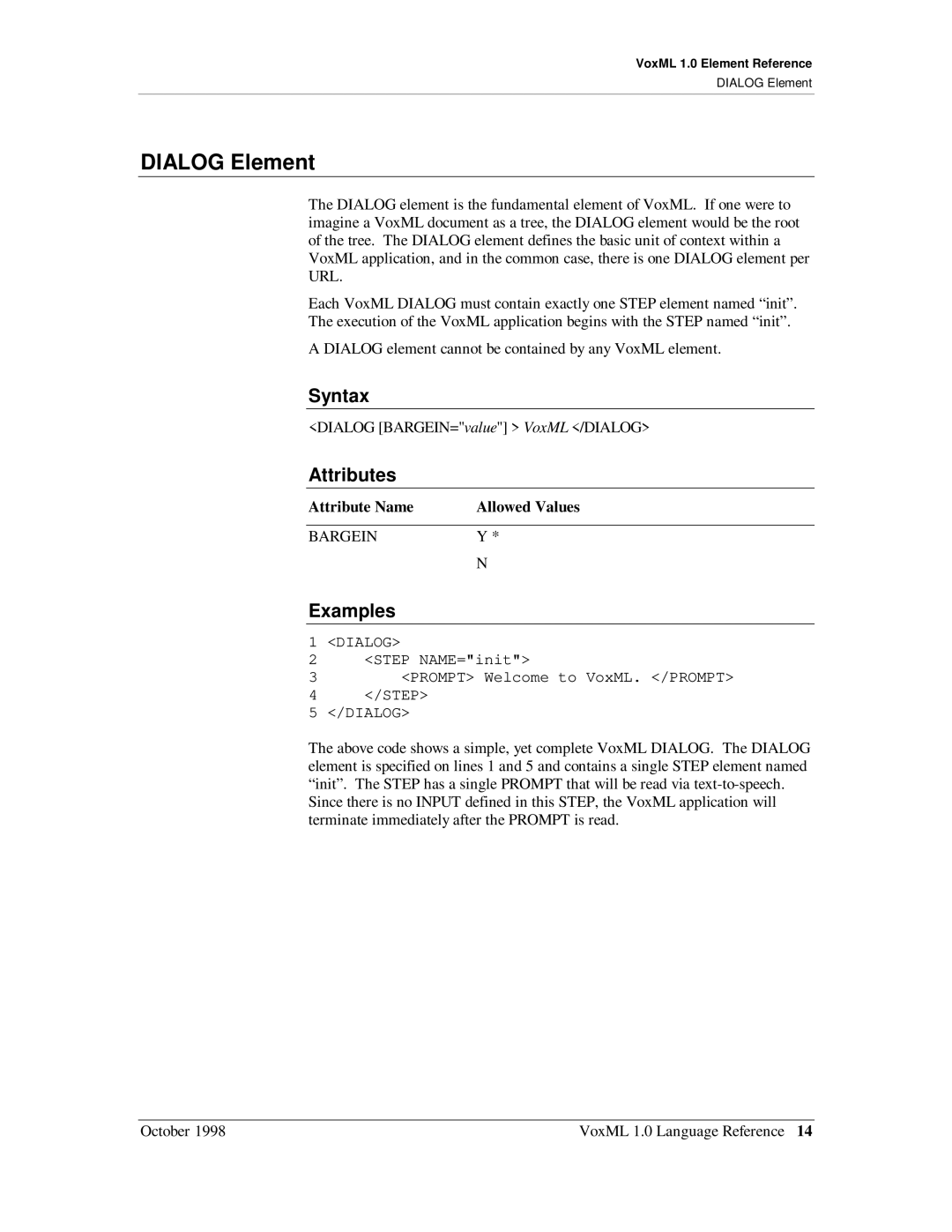 Motorola 1 manual Dialog Element 