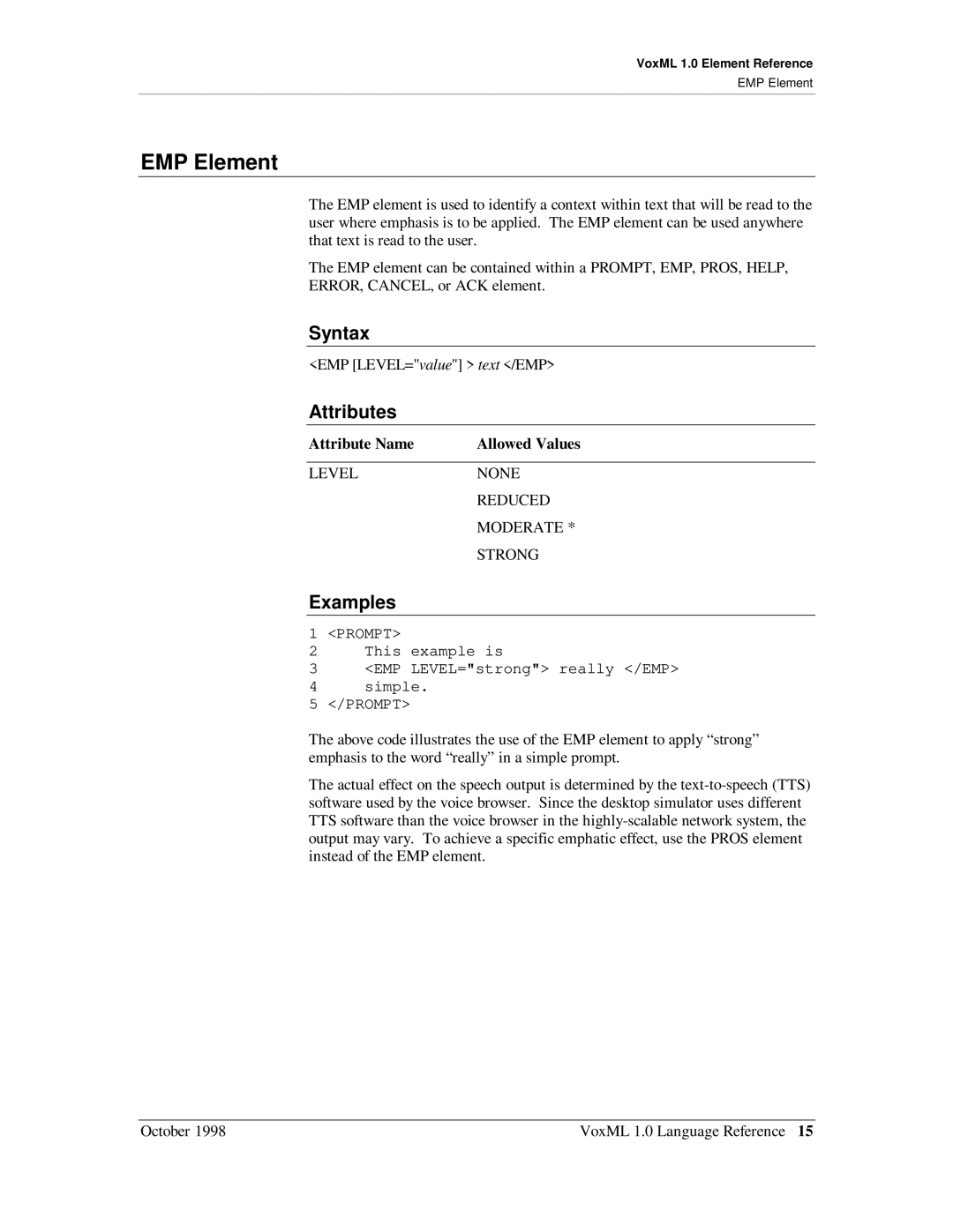 Motorola 1 manual EMP Element 