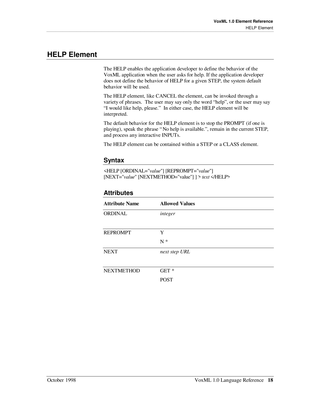 Motorola 1 manual Help Element 