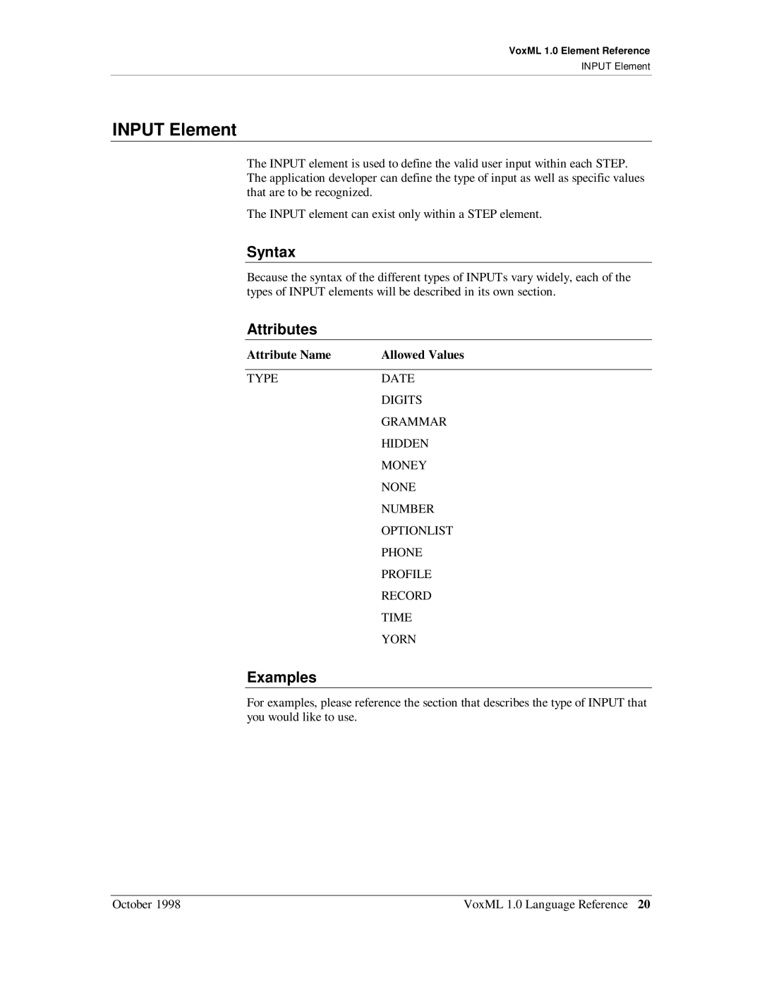 Motorola 1 manual Input Element 