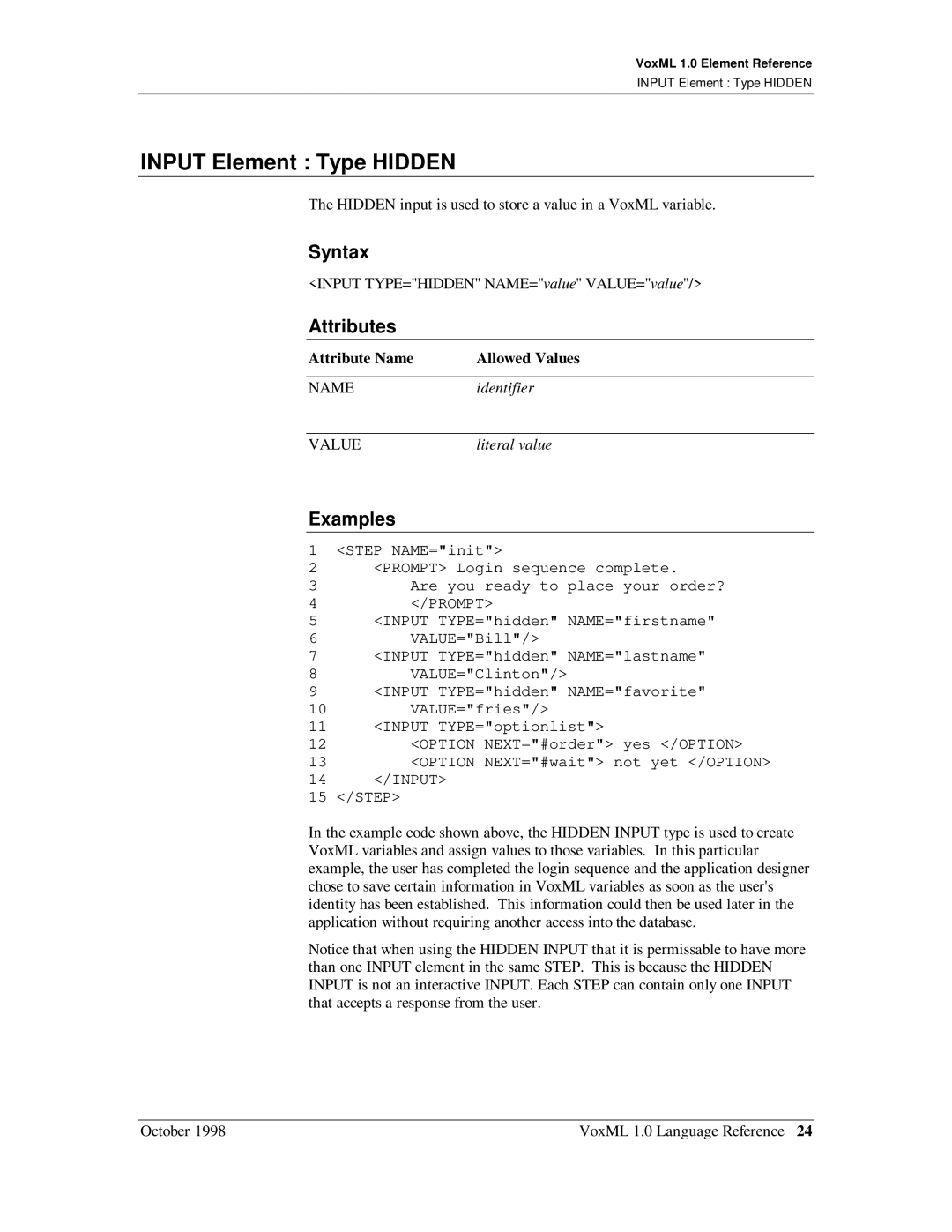 Motorola 1 manual Input Element Type Hidden 