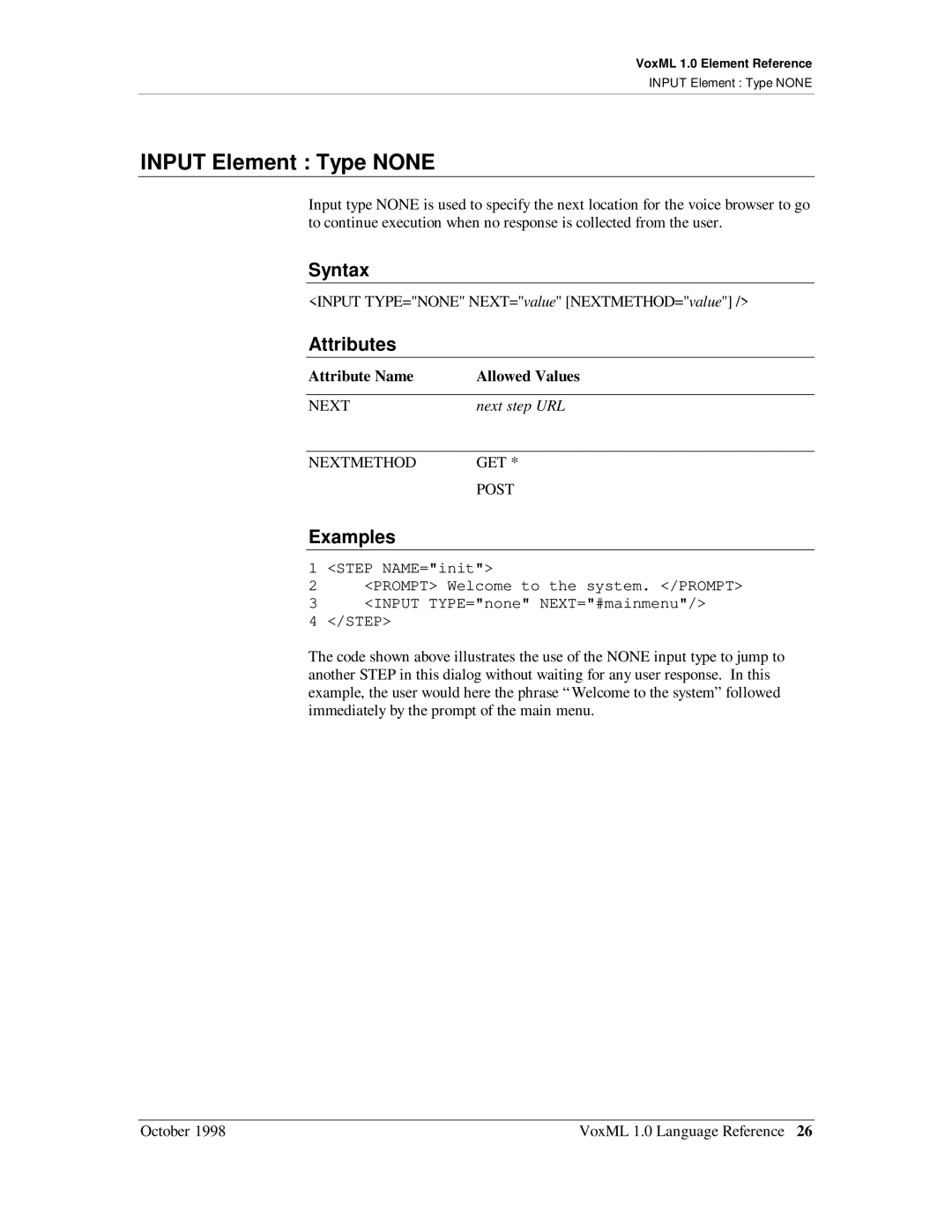 Motorola 1 manual Input Element Type None 