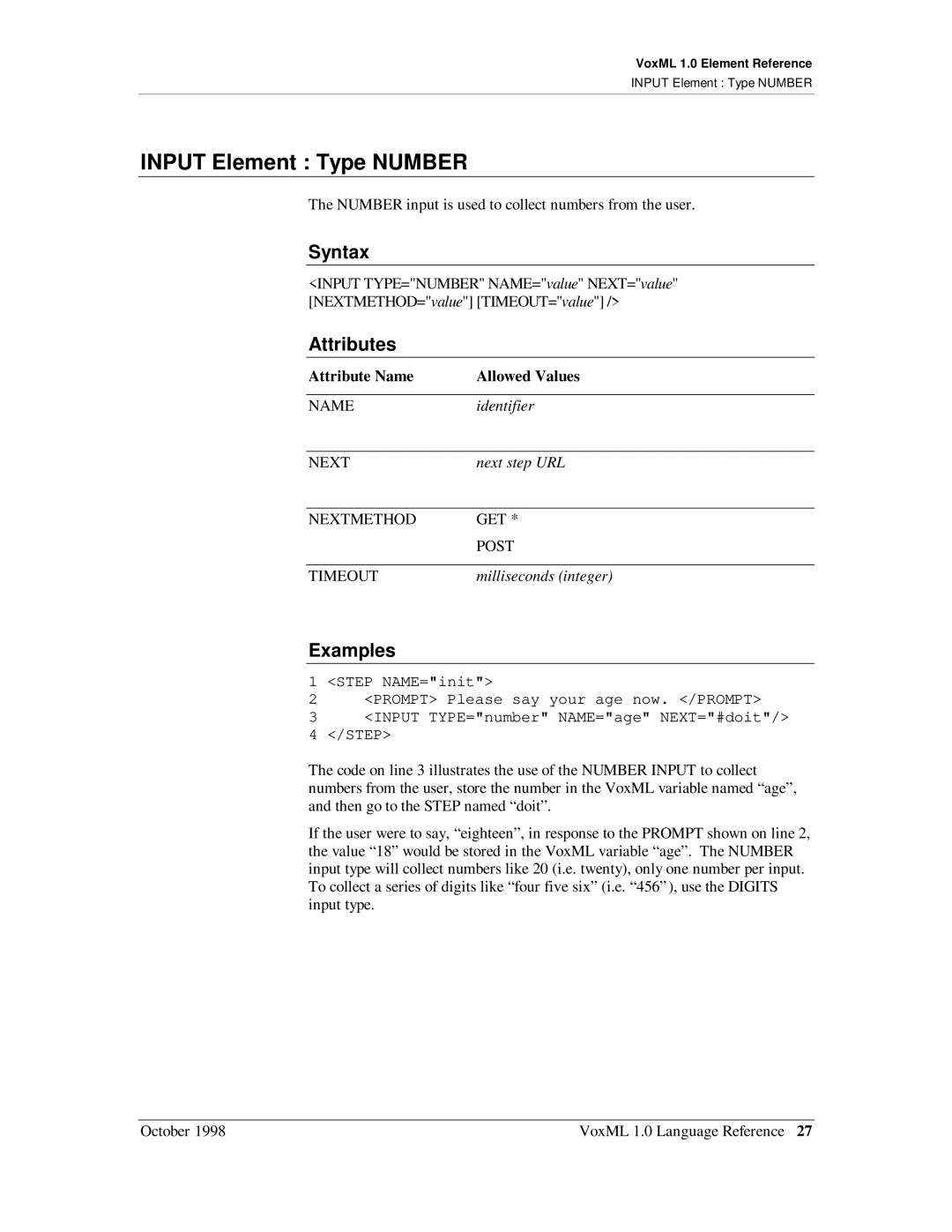 Motorola 1 manual Input Element Type Number 