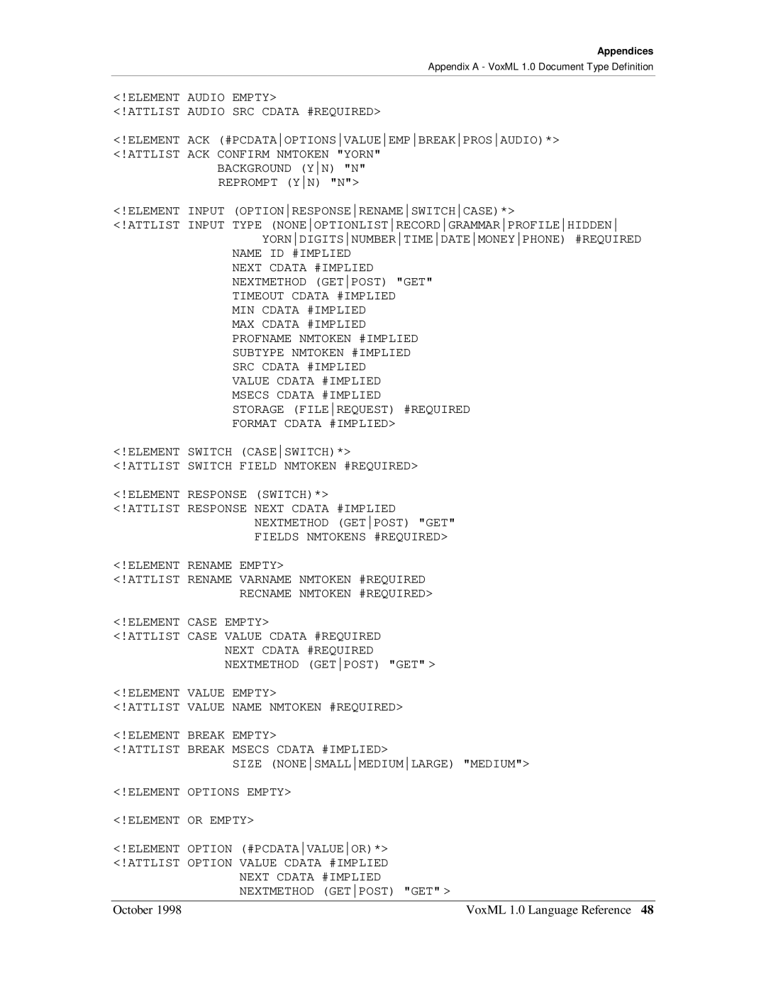 Motorola manual October VoxML 1.0 Language Reference 