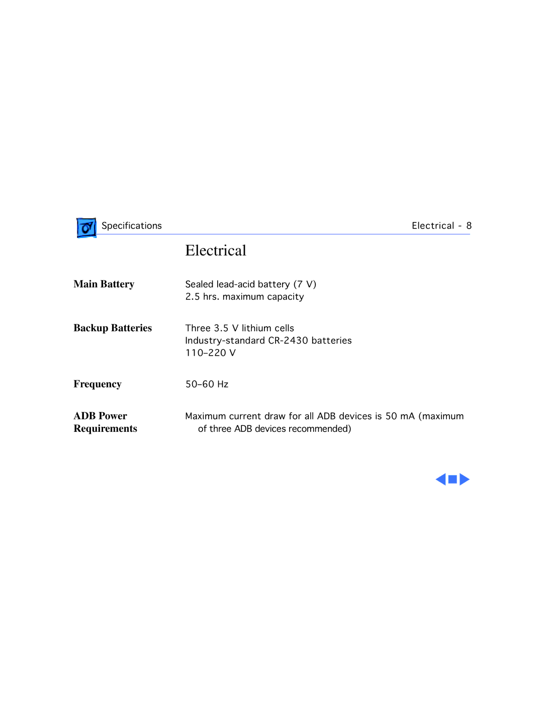 Motorola 100 manual Electrical 