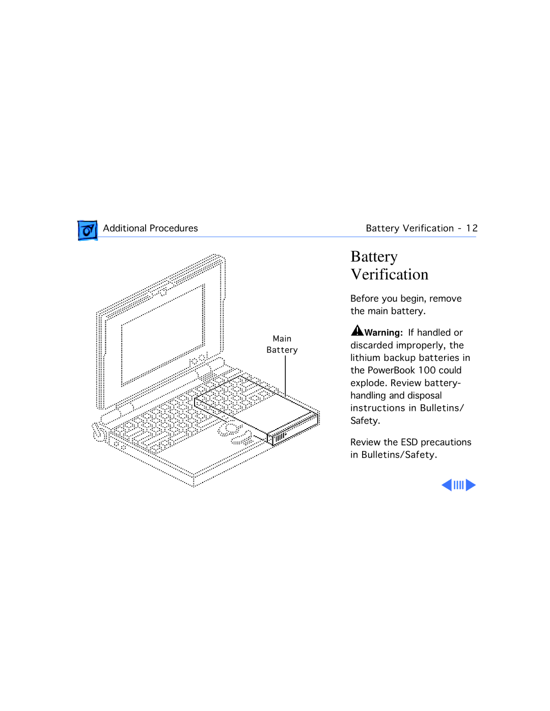 Motorola 100 manual Battery Verification 