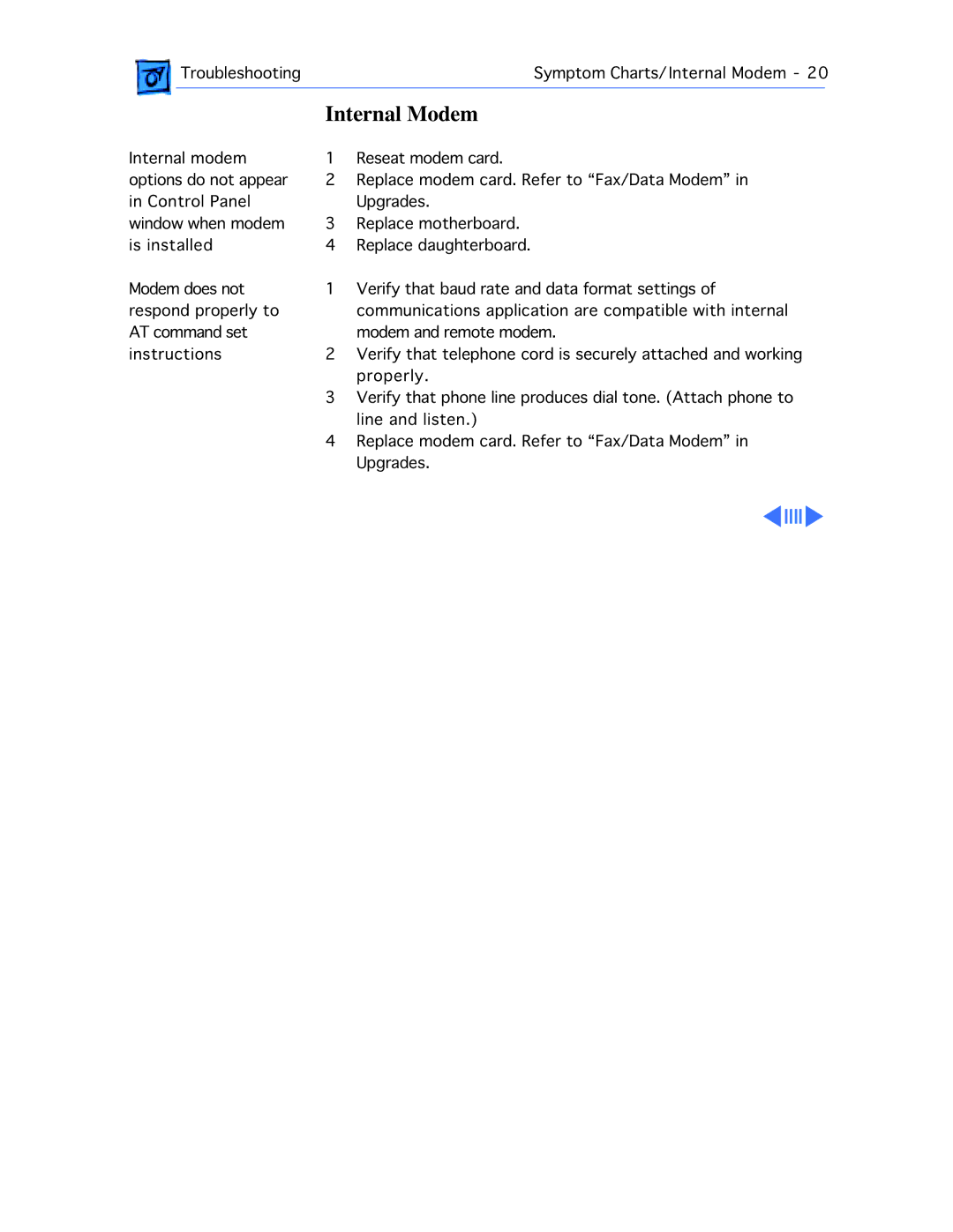 Motorola 100 manual Internal Modem 