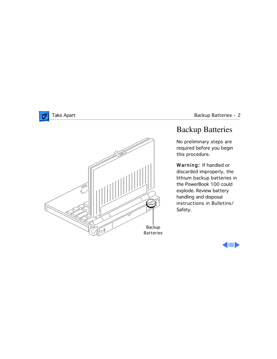 Motorola 100 manual Backup Batteries 