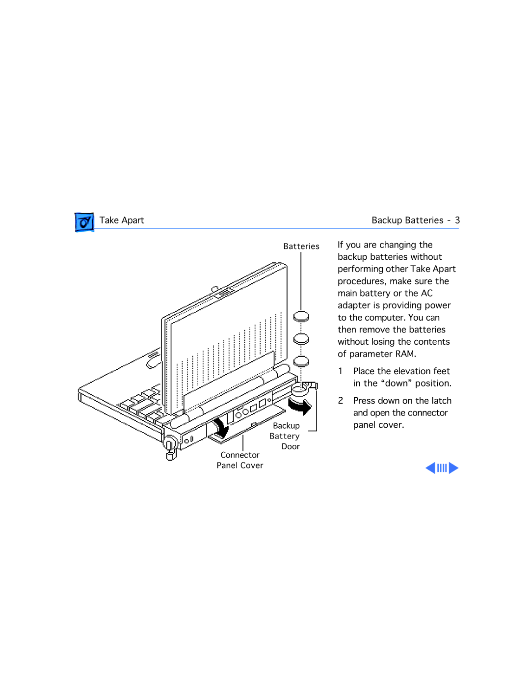 Motorola 100 manual Connector Panel Cover Batteries Backup Battery Door 