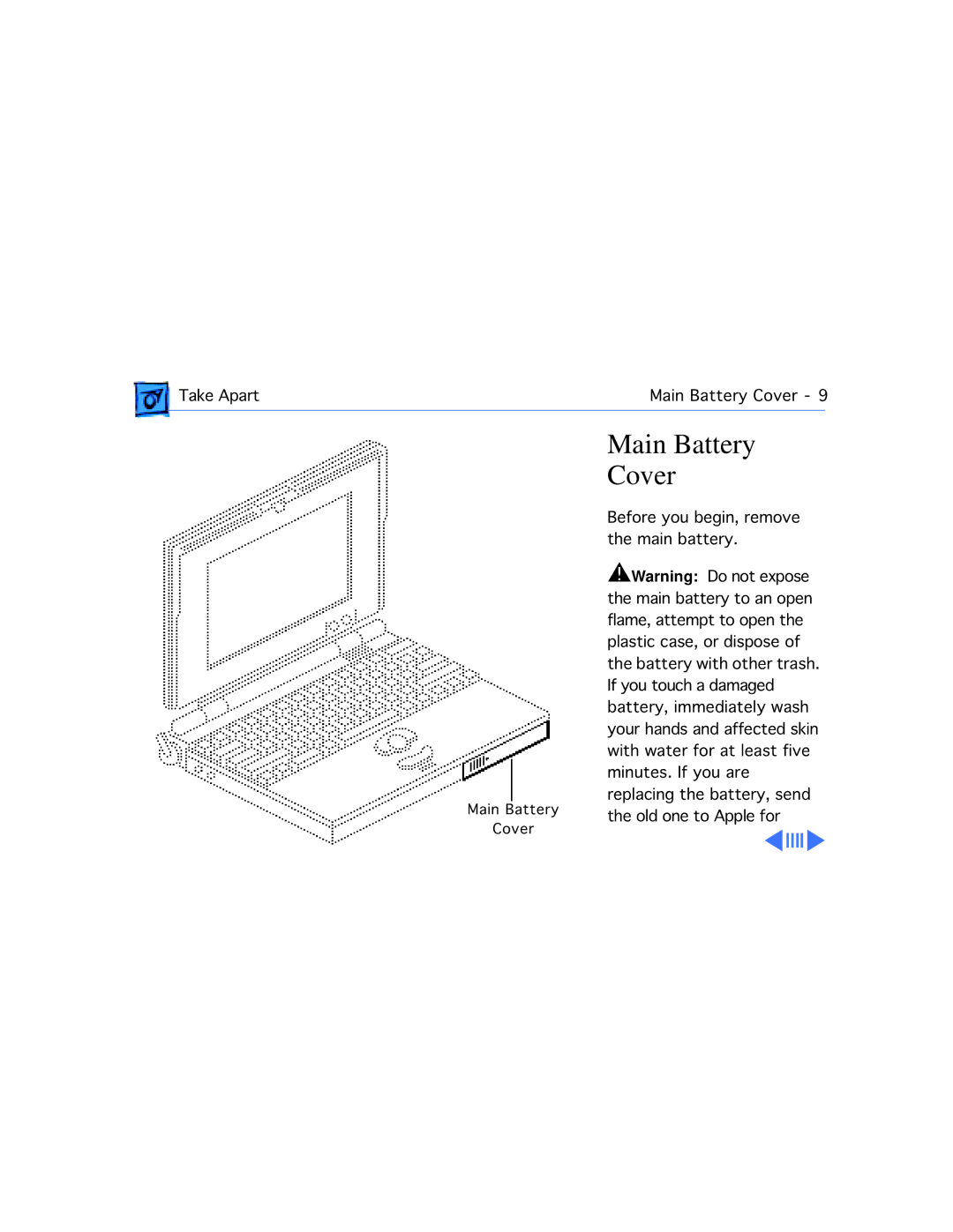 Motorola 100 manual Main Battery Cover 