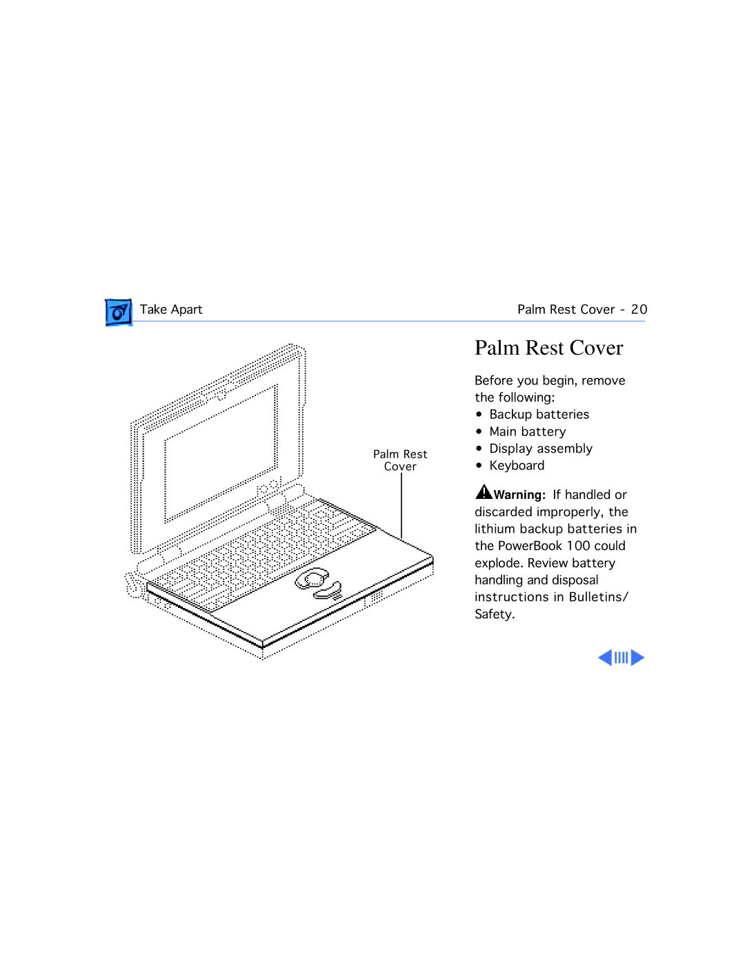 Motorola 100 manual Palm Rest Cover 