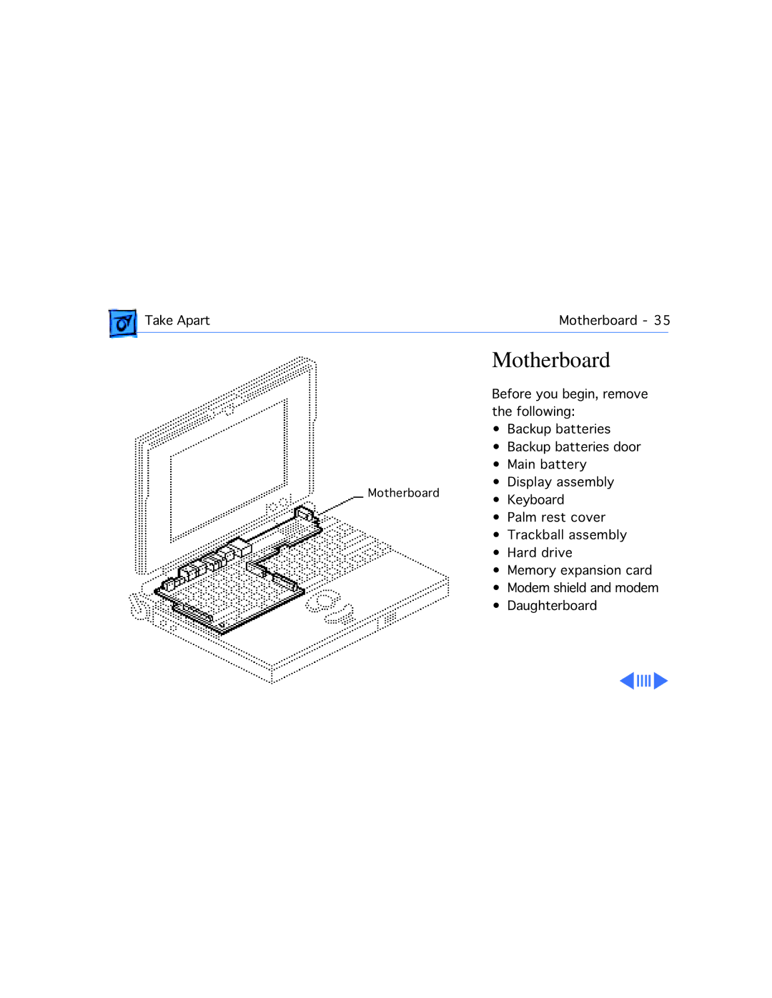 Motorola 100 manual Motherboard 